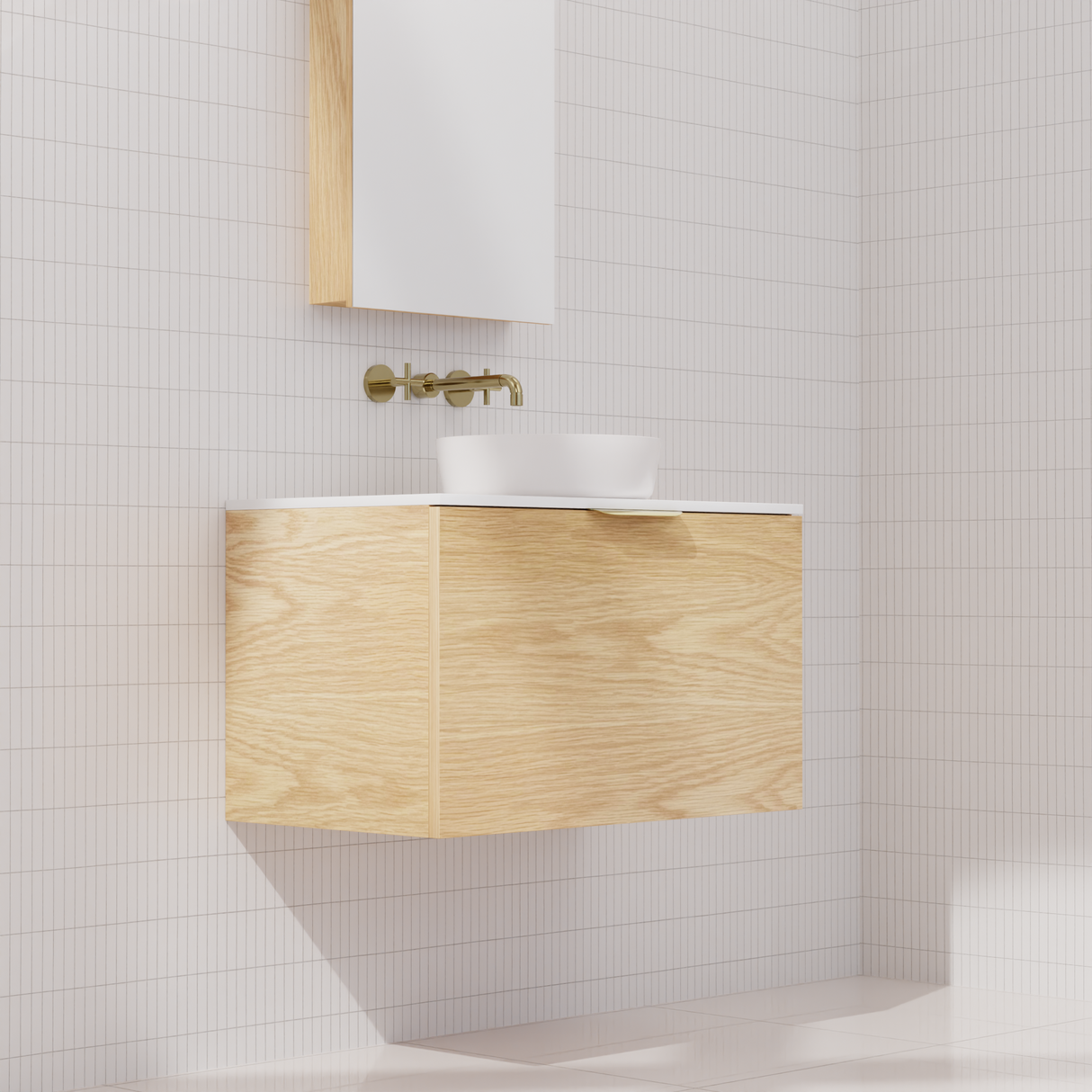 Zoe - 750mm American White Oak Wall Hung Vanity