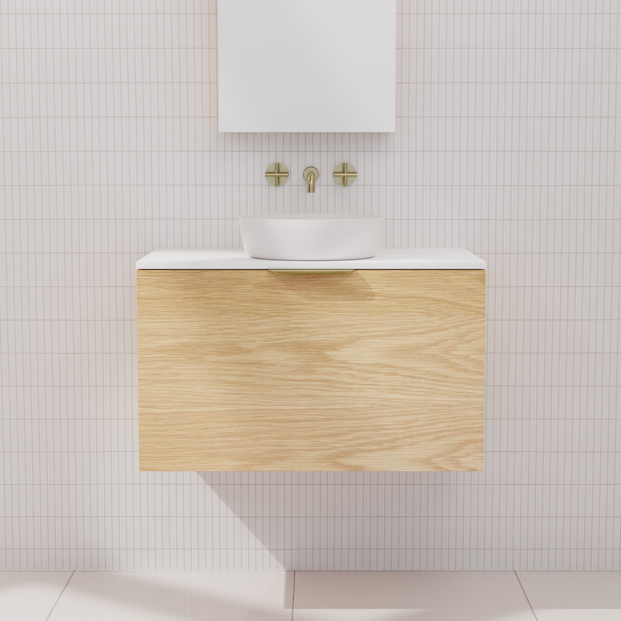 Zoe - 750mm American White Oak Wall Hung Vanity