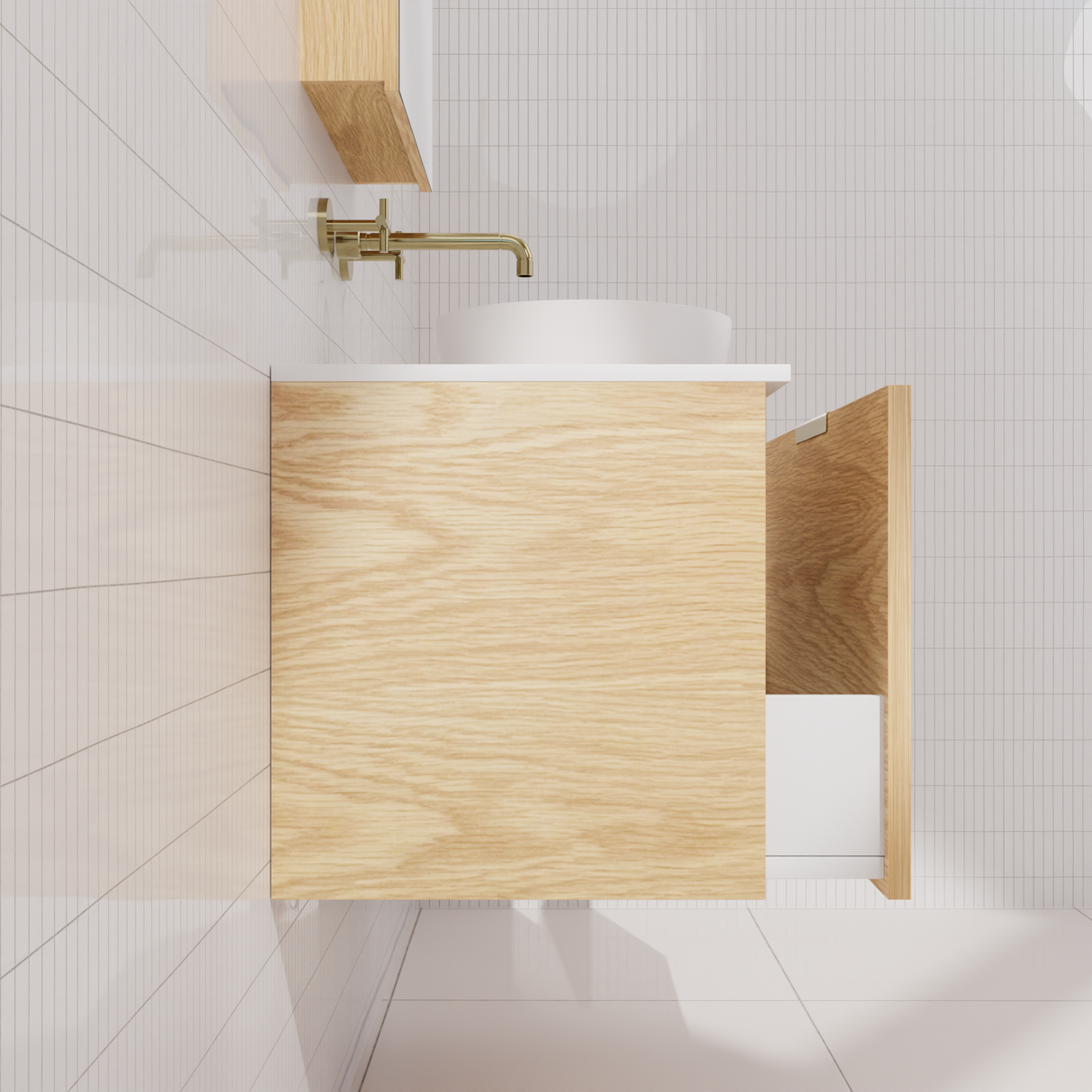 Zoe - 750mm American White Oak Wall Hung Vanity
