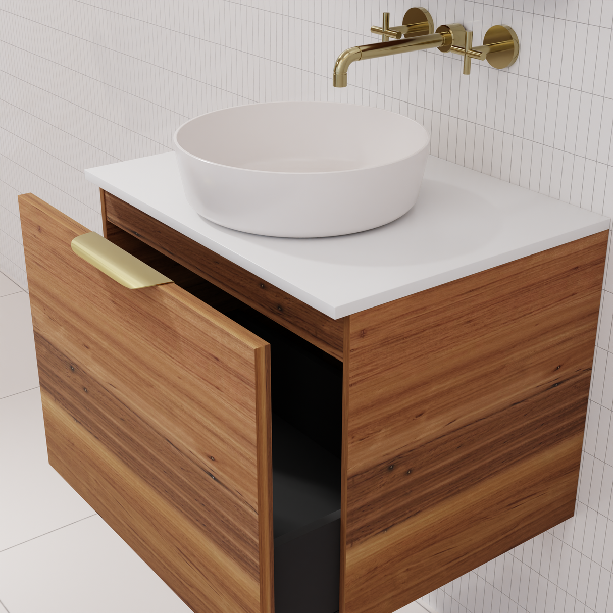 Zoe - 600mm Blackbutt Wall Hung Vanity