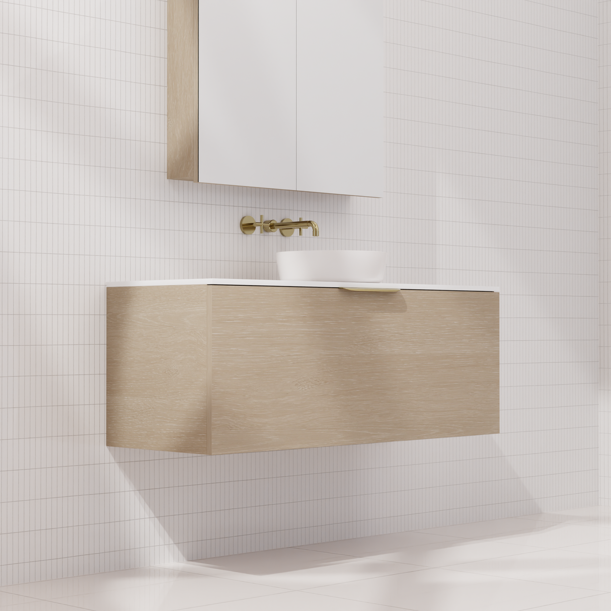 Zoe - 1200mm Coastal Oak Wall Hung Vanity