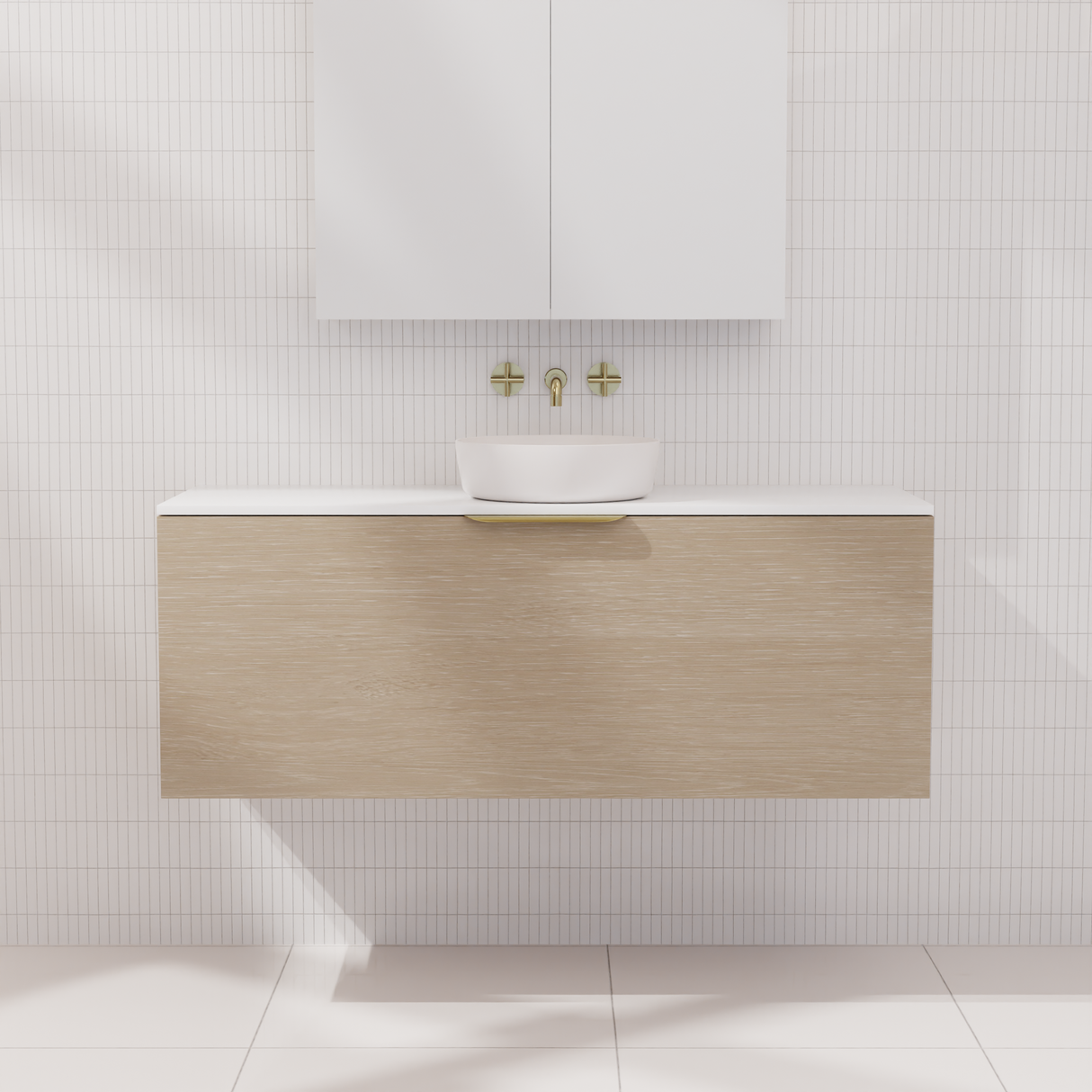 Zoe - 1200mm Coastal Oak Wall Hung Vanity