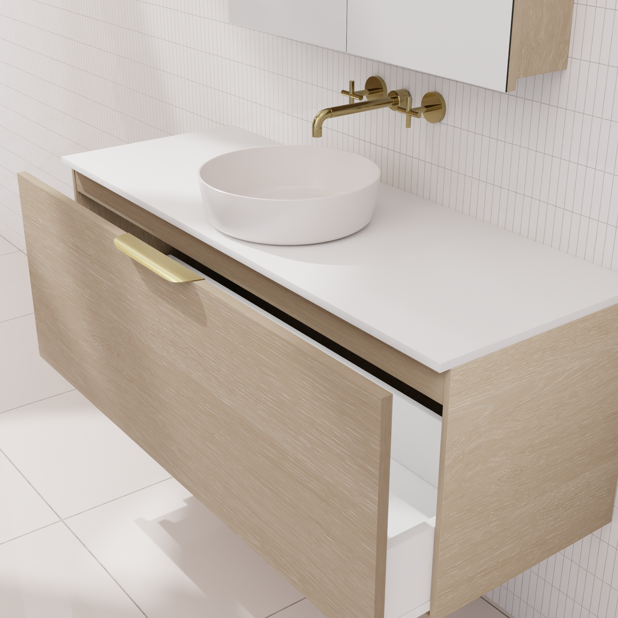 Zoe - 1200mm Coastal Oak Wall Hung Vanity