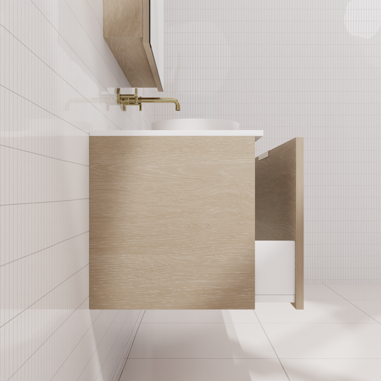 Zoe - 1200mm Coastal Oak Wall Hung Vanity