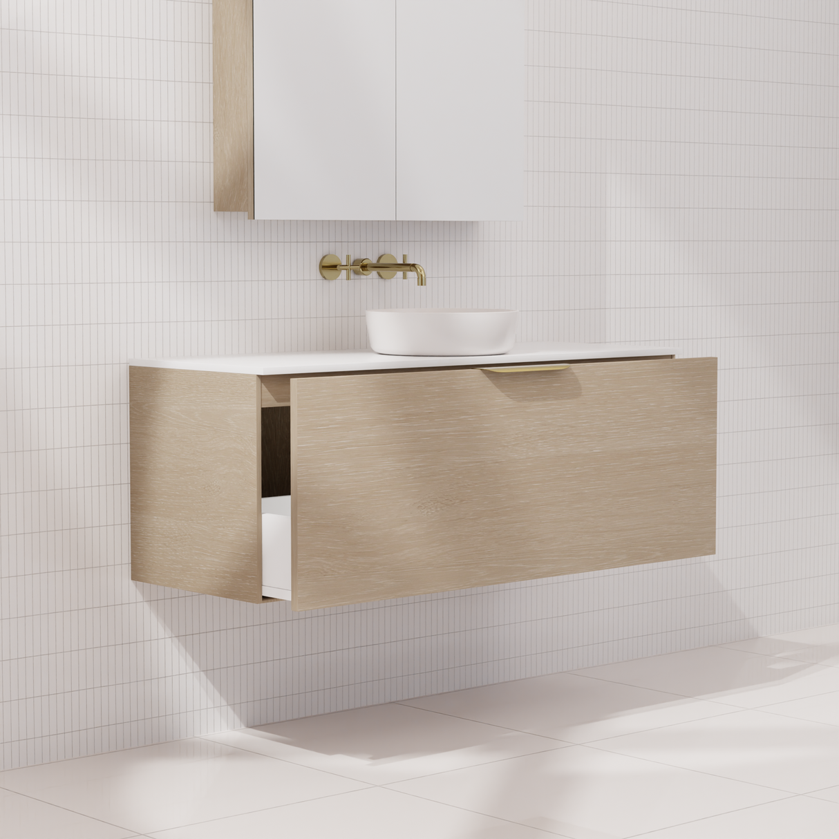 Zoe - 1200mm Coastal Oak Wall Hung Vanity