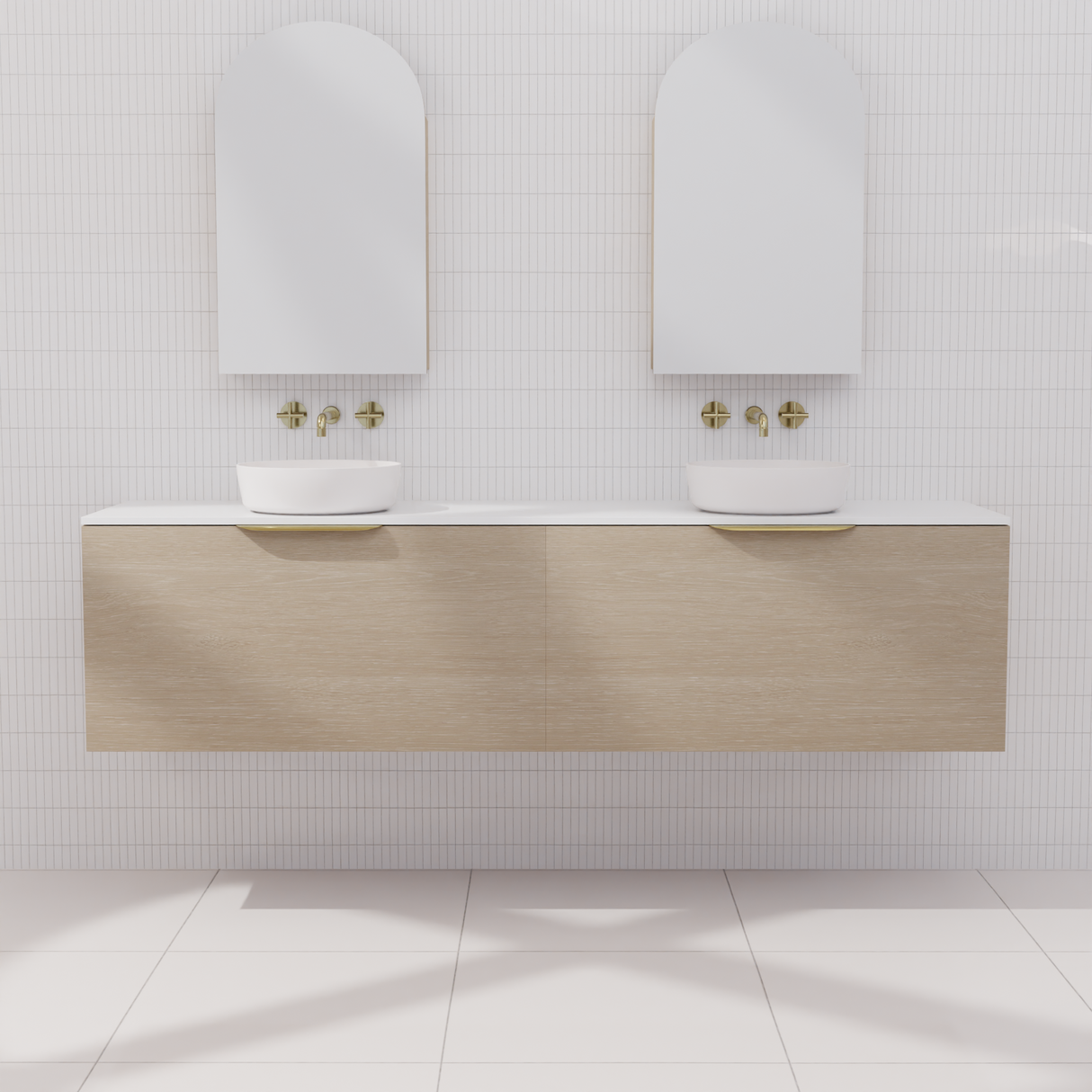 Zoe - 1800mm Coastal Oak Wall Hung Vanity