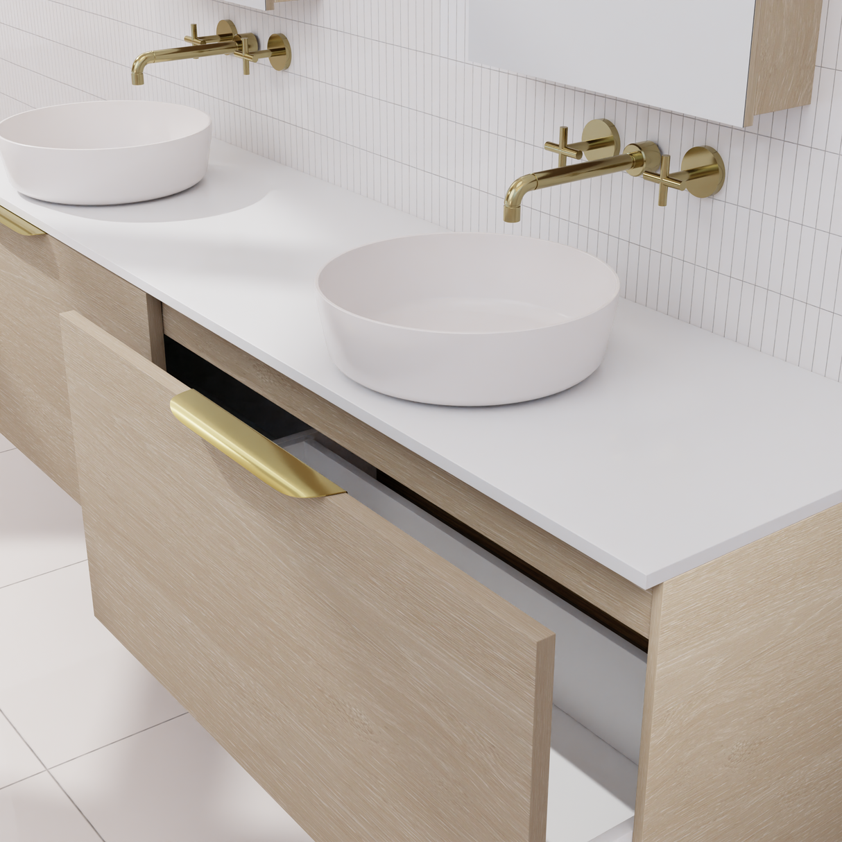 Zoe - 1800mm Coastal Oak Wall Hung Vanity