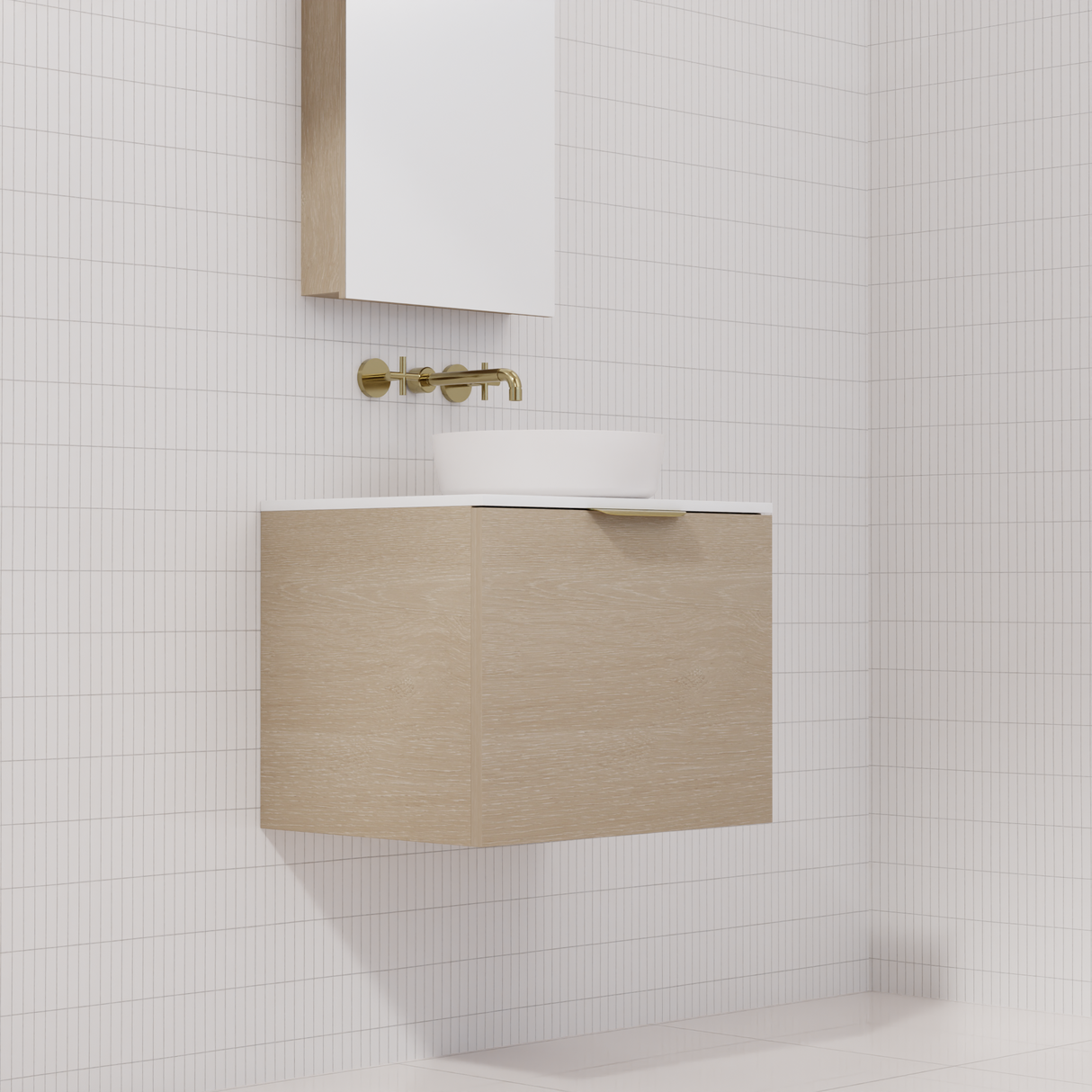 Zoe - 600mm Coastal Oak Wall Hung Vanity