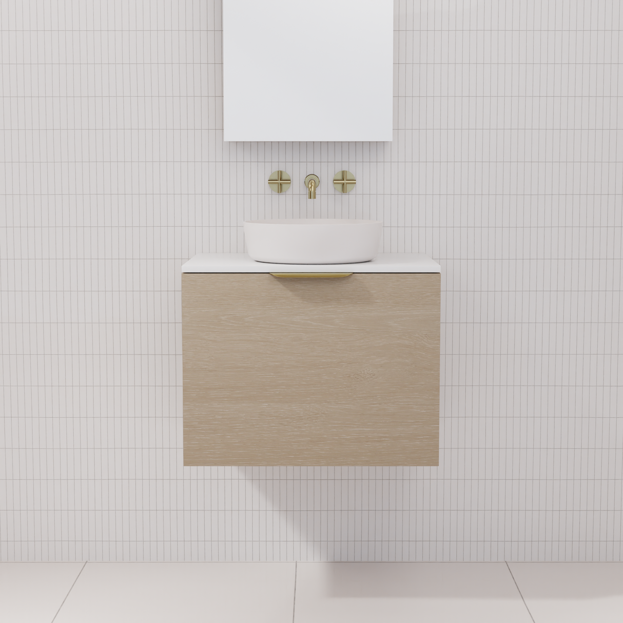 Zoe - 600mm Coastal Oak Wall Hung Vanity