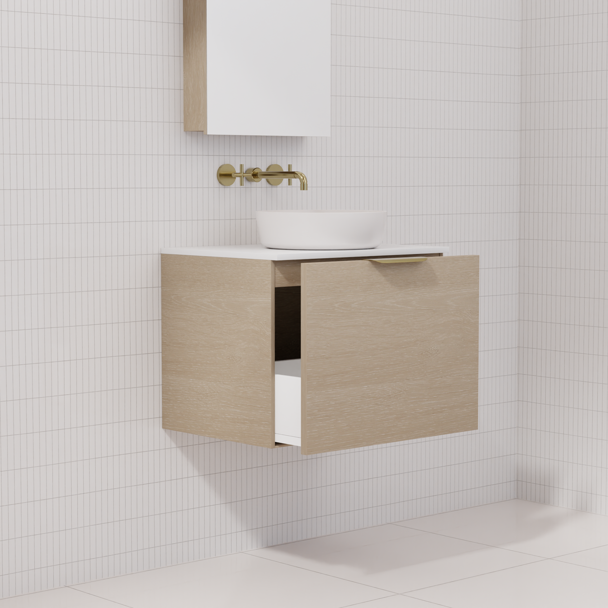 Zoe - 600mm Coastal Oak Wall Hung Vanity
