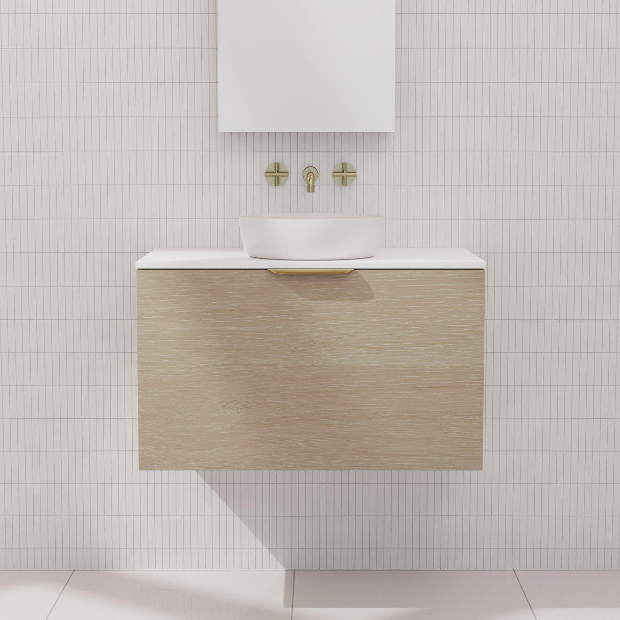 Zoe - 750mm Coastal Oak Wall Hung Vanity