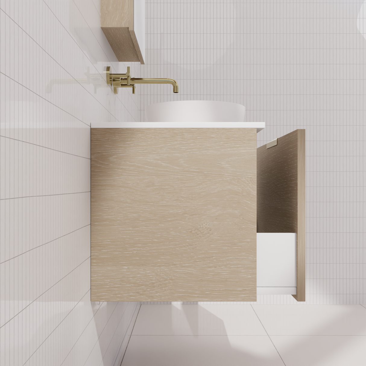 Zoe - 750mm Coastal Oak Wall Hung Vanity