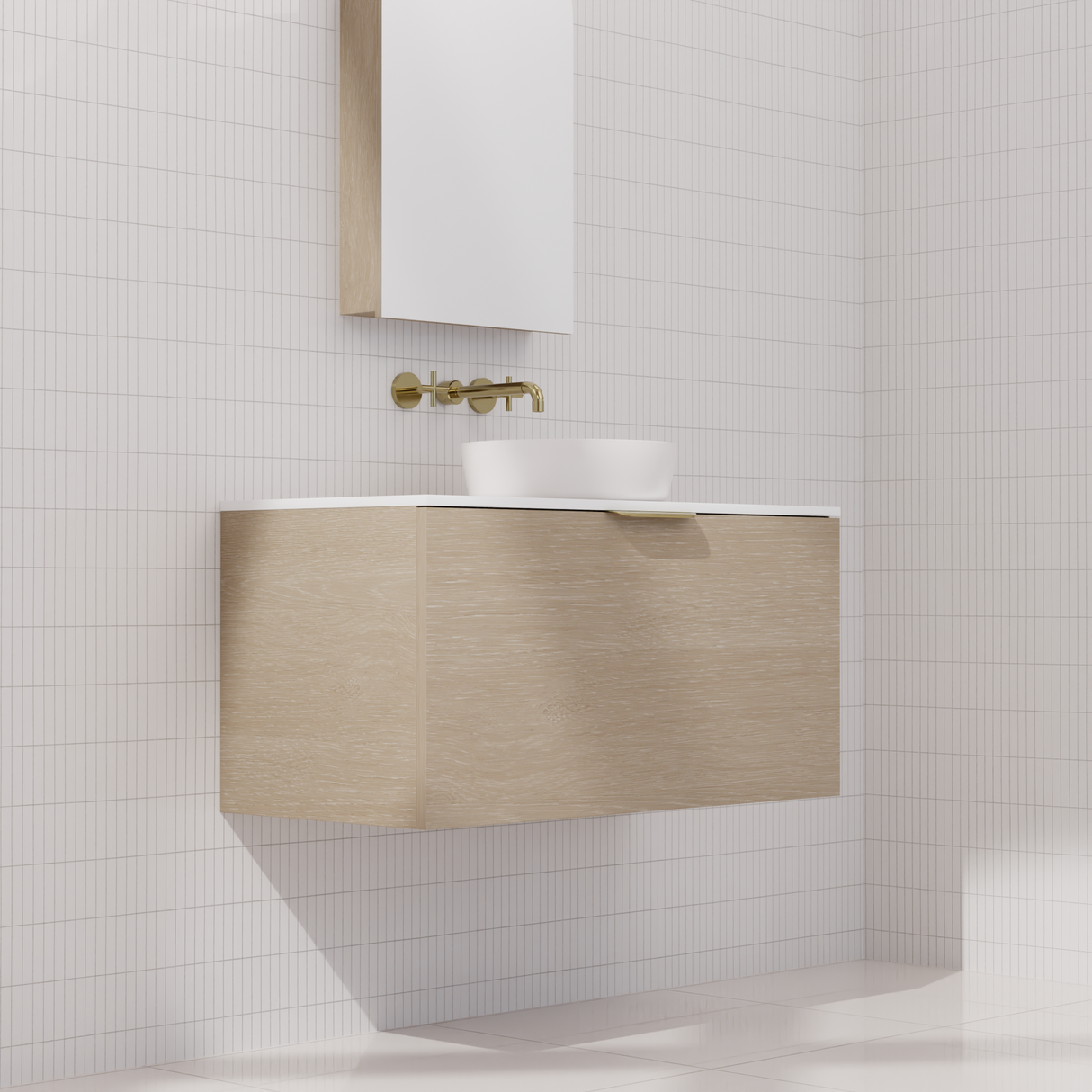 Zoe - 900mm Coastal Oak Wall Hung Vanity