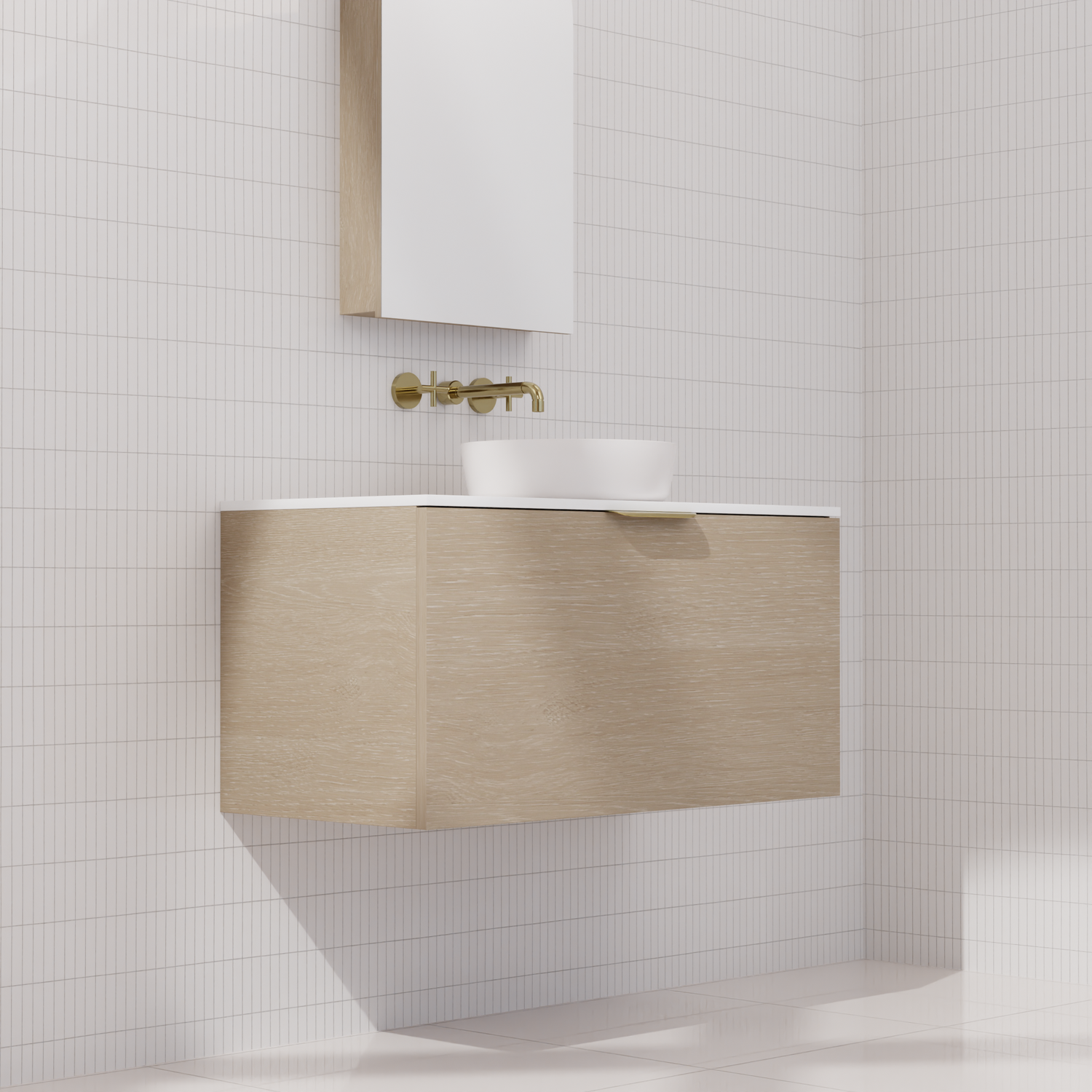 Zoe - 900mm Coastal Oak Wall Hung Vanity