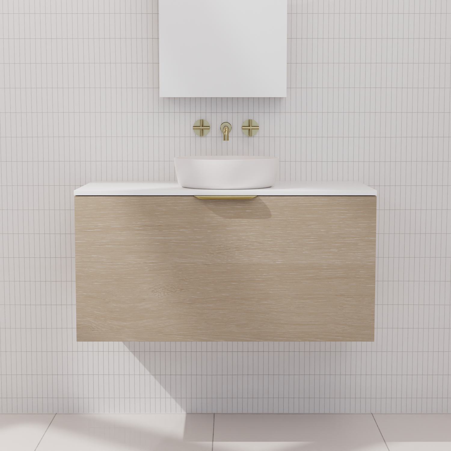 Zoe - 900mm Coastal Oak Wall Hung Vanity