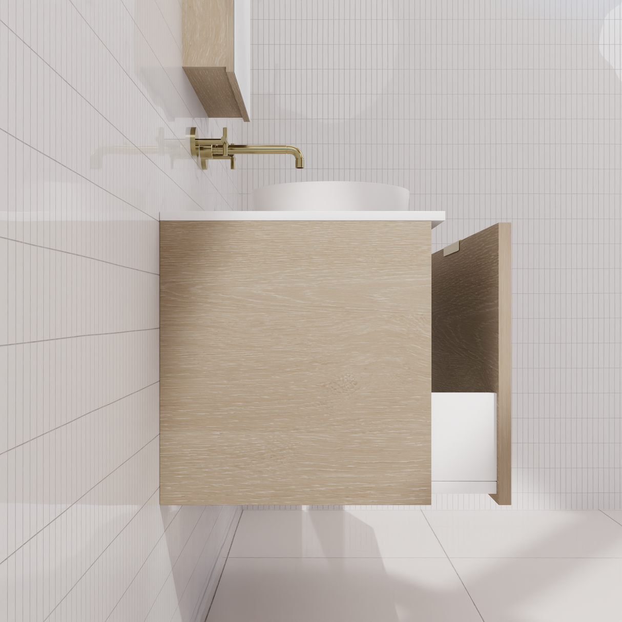 Zoe - 900mm Coastal Oak Wall Hung Vanity