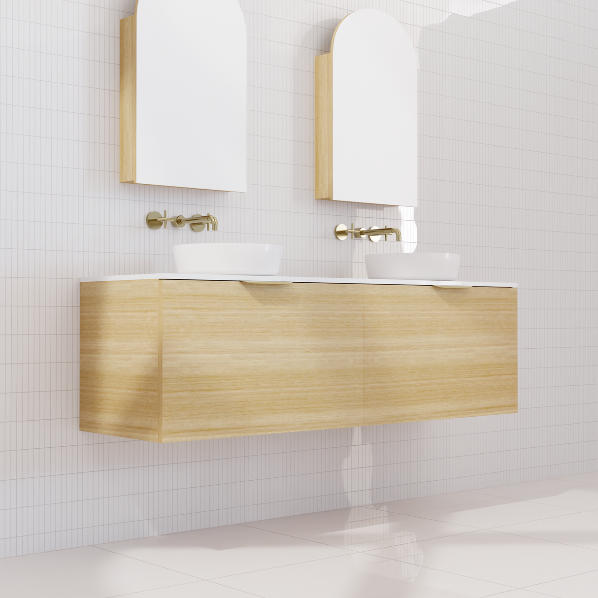 Zoe - 1500mm Light Oak Wall Hung Vanity