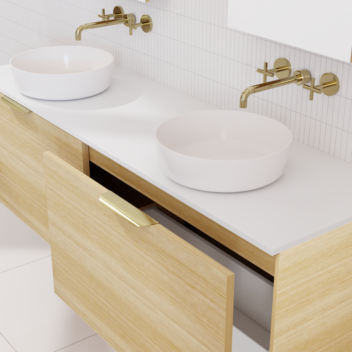 Zoe - 1500mm Light Oak Wall Hung Vanity