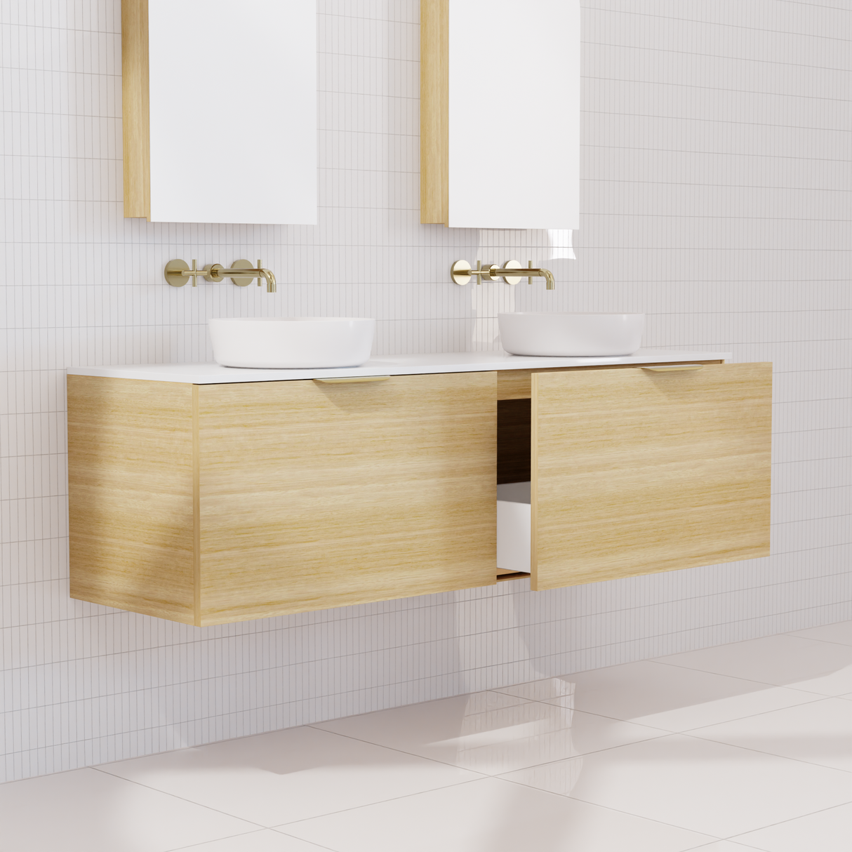 Zoe - 1500mm Light Oak Wall Hung Vanity