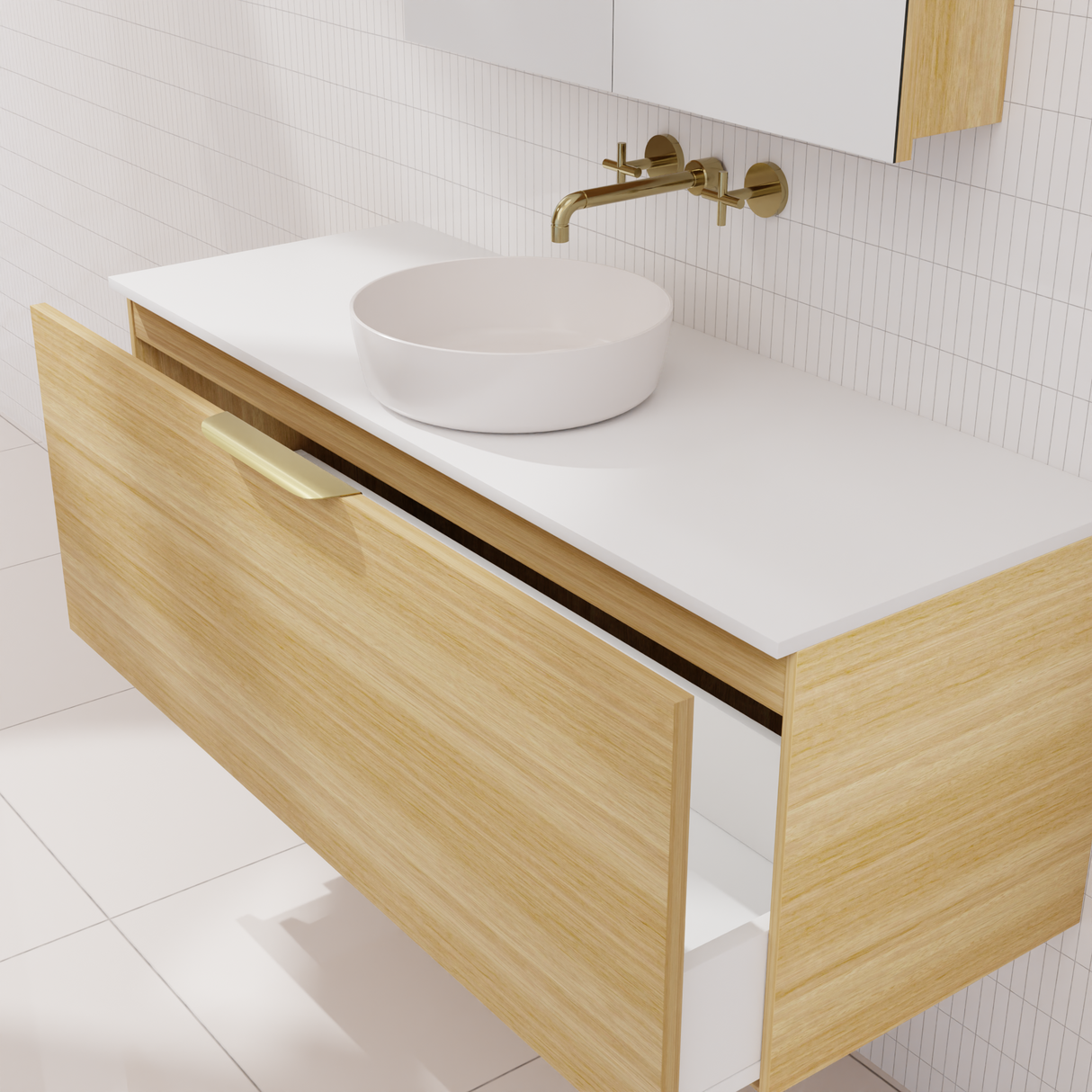 Zoe - 1200mm Light Oak Wall Hung Vanity