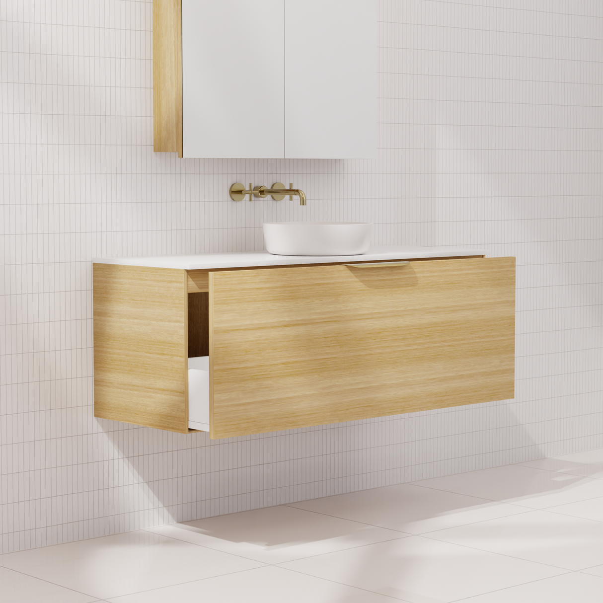 Zoe - 1200mm Light Oak Wall Hung Vanity