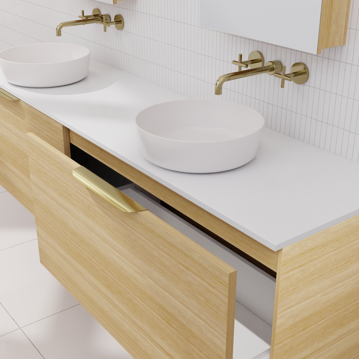 Zoe - 1800mm Light Oak Wall Hung Vanity