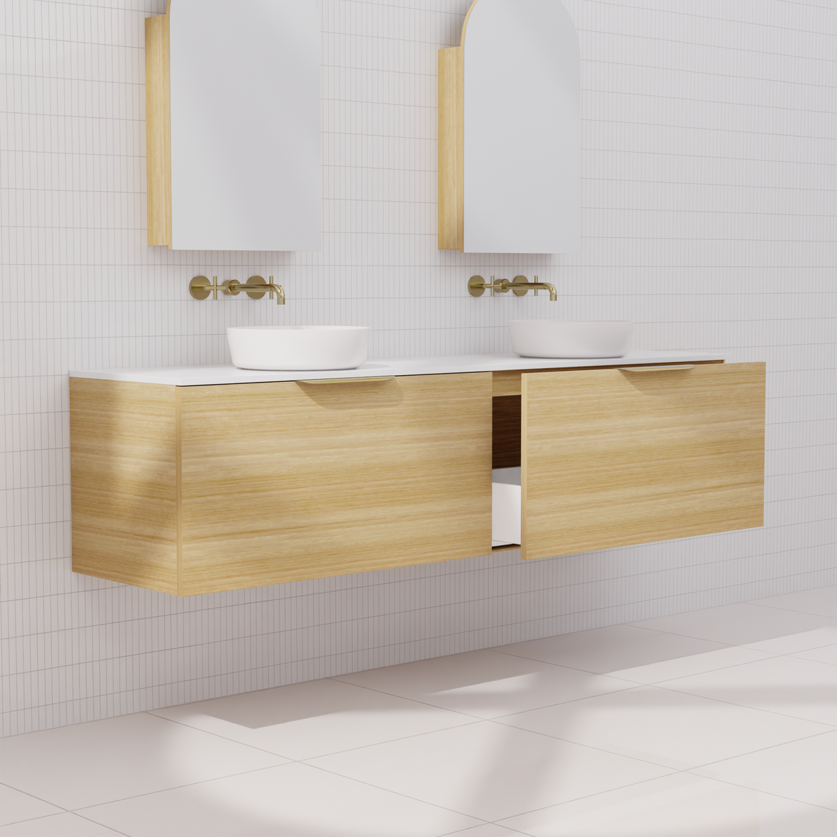 Zoe - 1800mm Light Oak Wall Hung Vanity