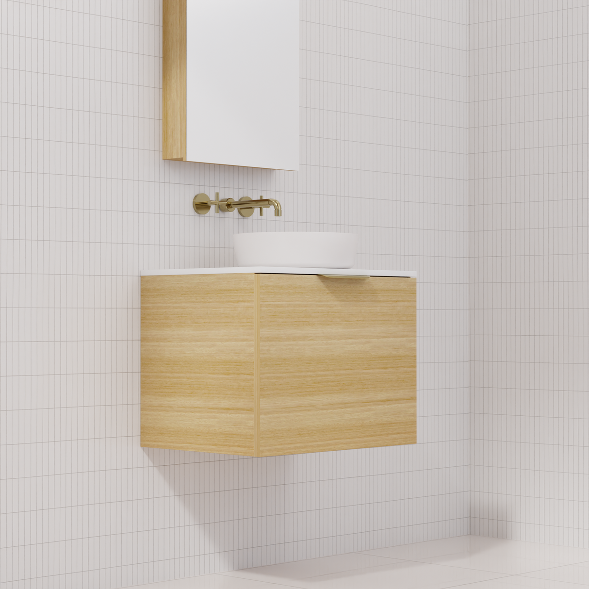 Zoe - 600mm Light Oak Wall Hung Vanity
