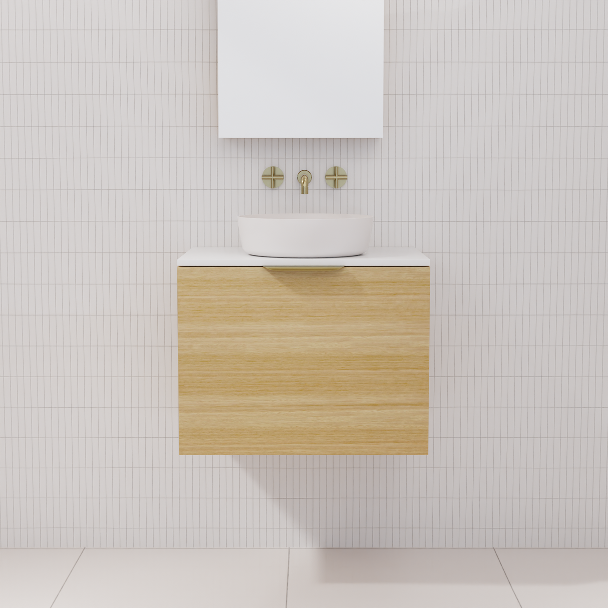 Zoe - 600mm Light Oak Wall Hung Vanity