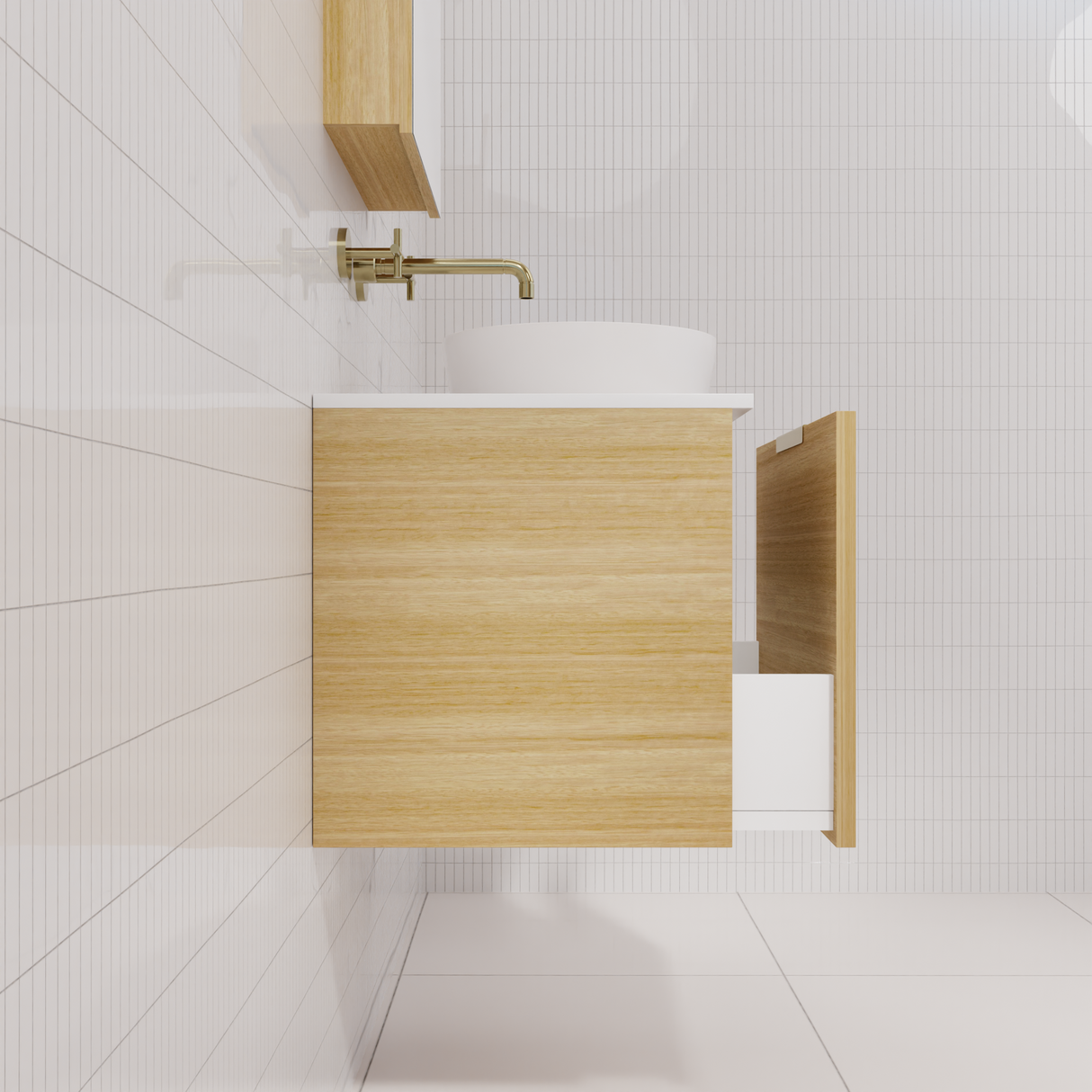 Zoe - 600mm Light Oak Wall Hung Vanity