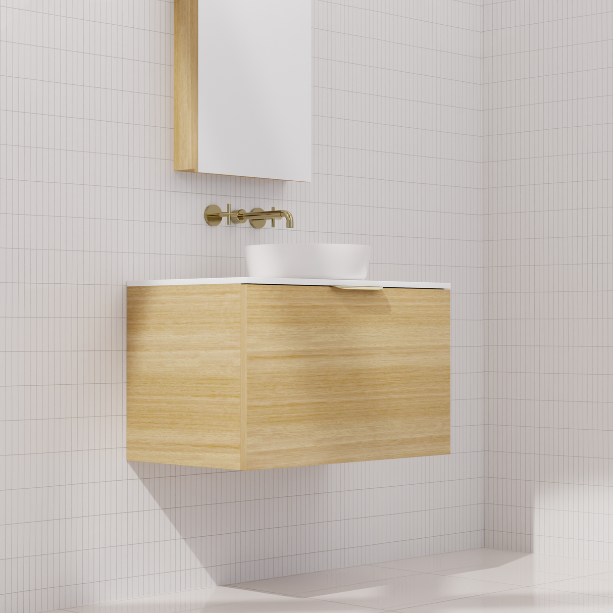 Zoe - 750mm Light Oak Wall Hung Vanity