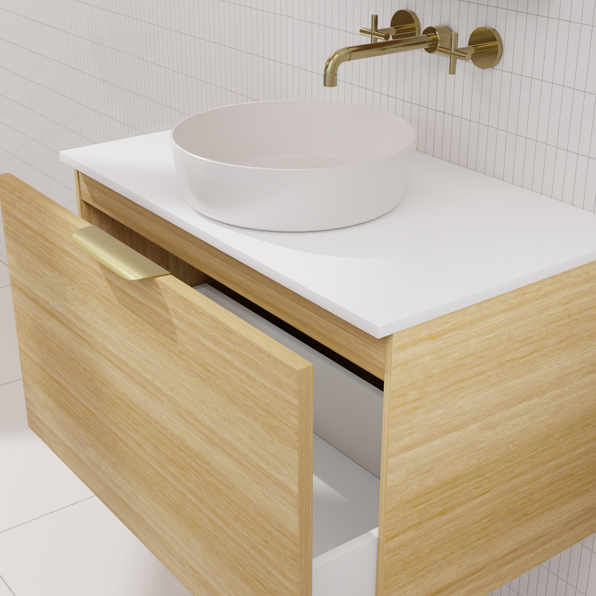 Zoe - 750mm Light Oak Wall Hung Vanity