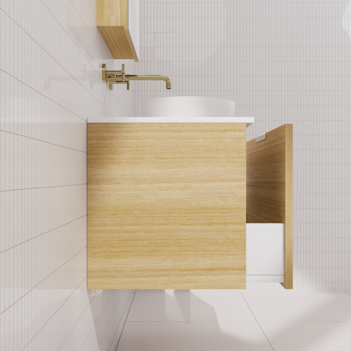 Zoe - 750mm Light Oak Wall Hung Vanity