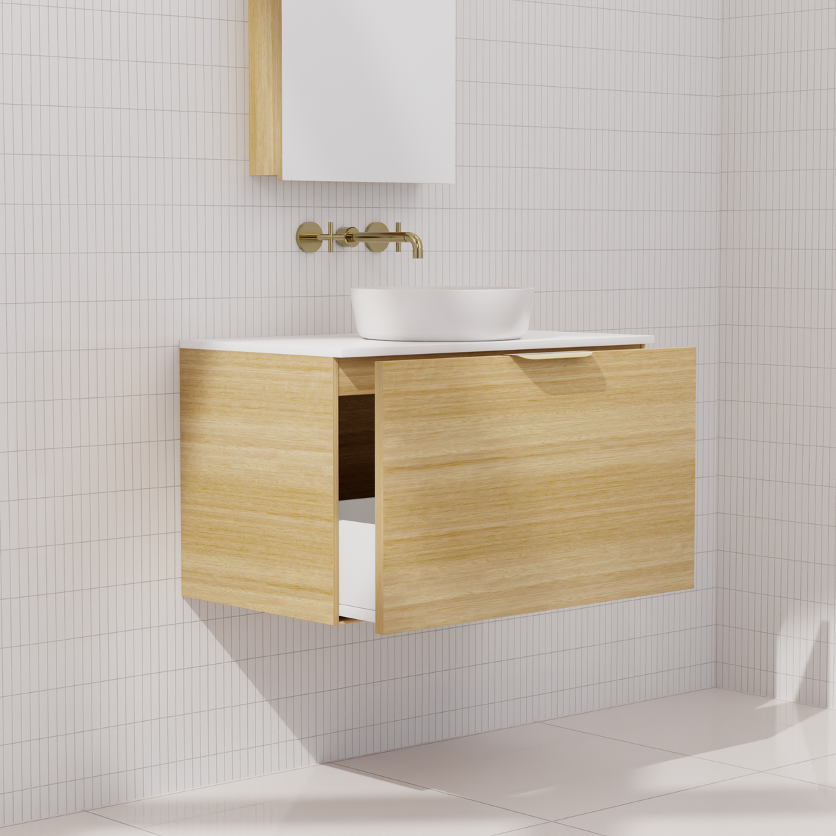 Zoe - 750mm Light Oak Wall Hung Vanity