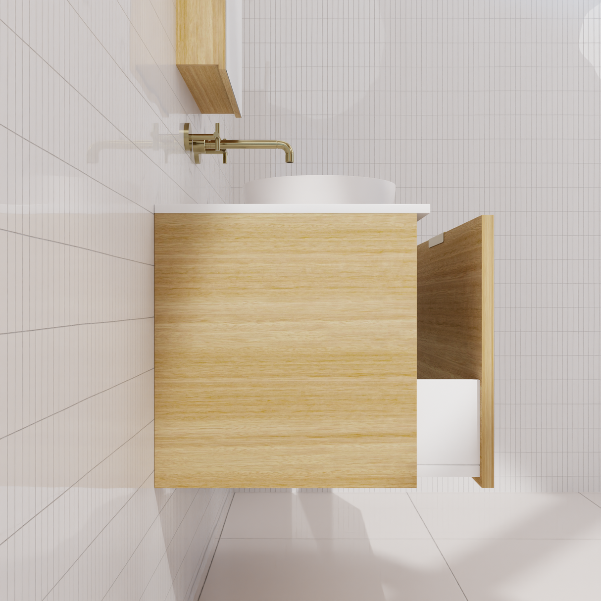 Zoe - 900mm Light Oak Wall Hung Vanity