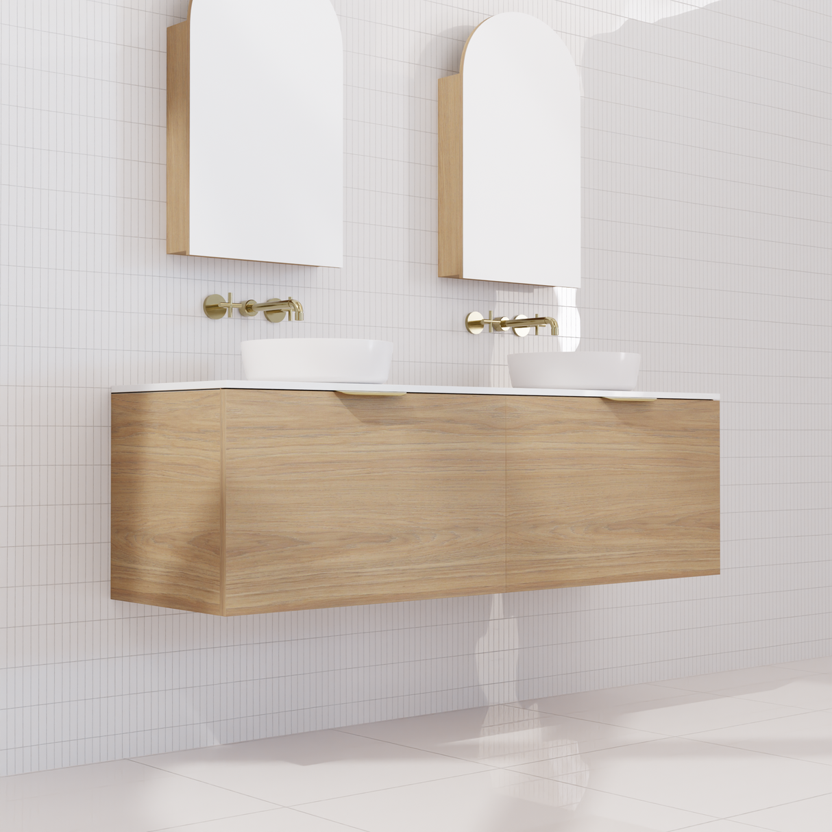 Zoe - 1500mm Prime Oak Wall Hung Vanity