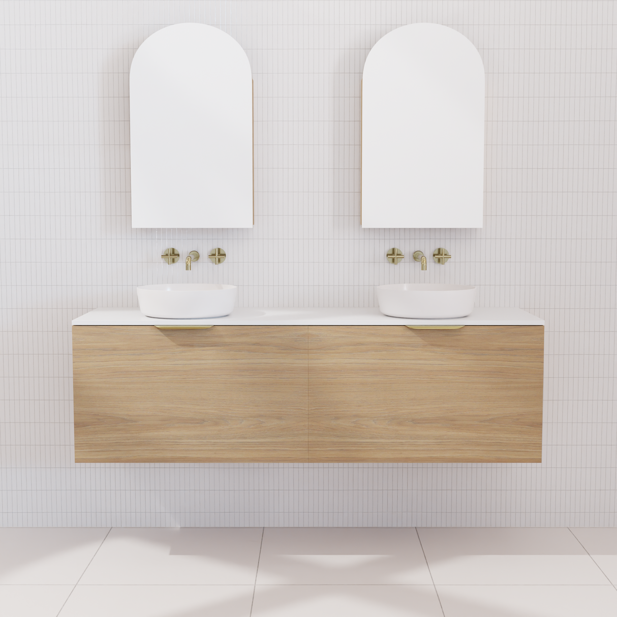 Zoe - 1500mm Prime Oak Wall Hung Vanity