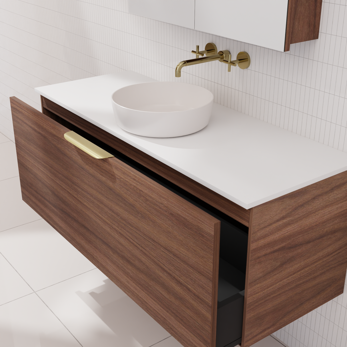 Zoe - 1200mm Walnut Wall Hung Vanity