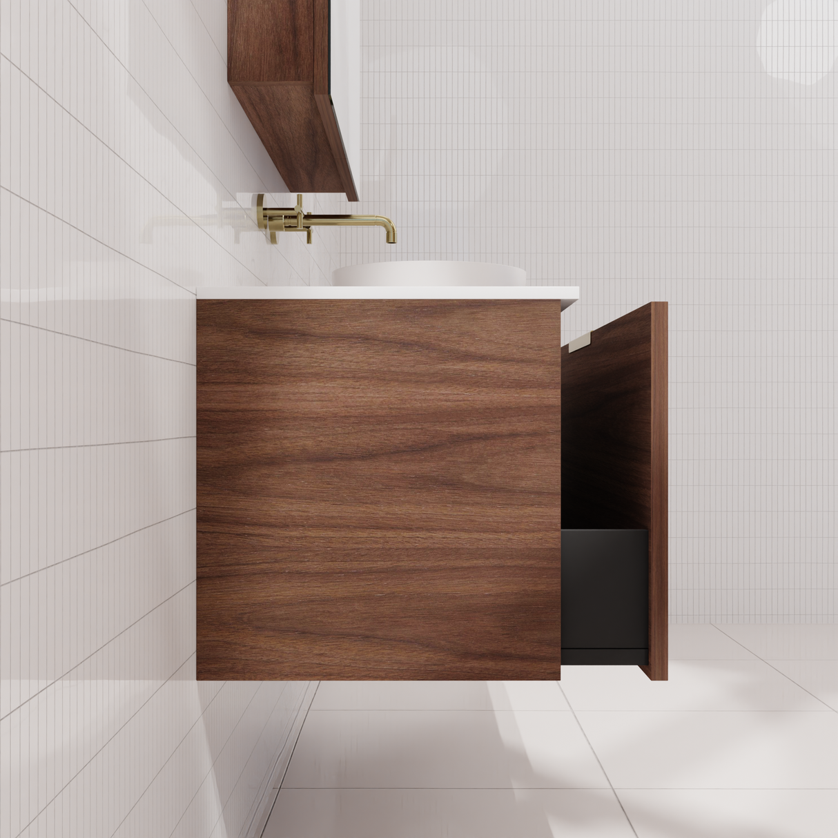 Zoe - 1200mm Walnut Wall Hung Vanity