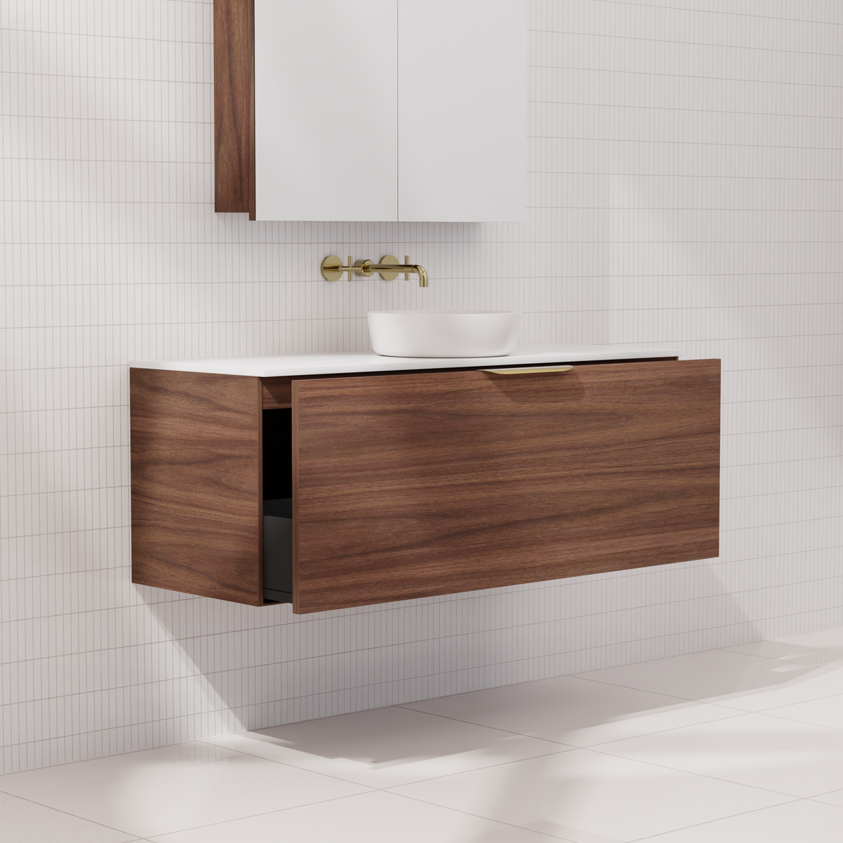 Zoe - 1200mm Walnut Wall Hung Vanity