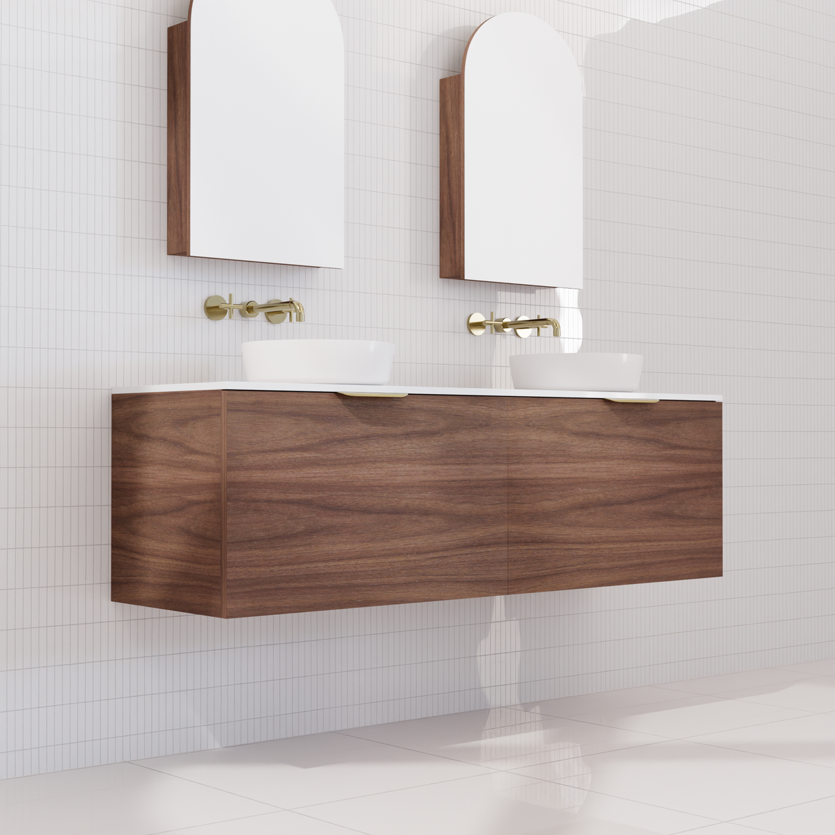 Zoe - 1500mm Walnut Wall Hung Vanity