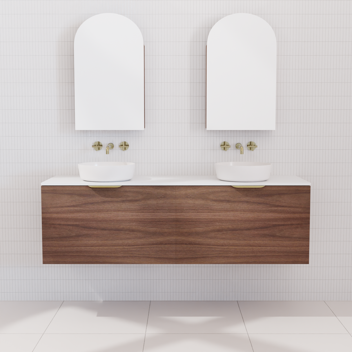 Zoe - 1500mm Walnut Wall Hung Vanity