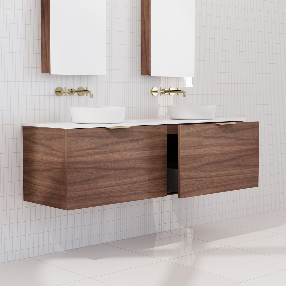 Zoe - 1500mm Walnut Wall Hung Vanity