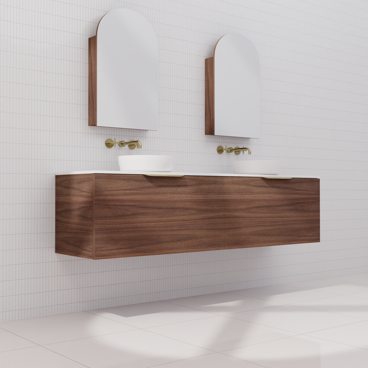 Zoe - 1800mm Walnut Wall Hung Vanity