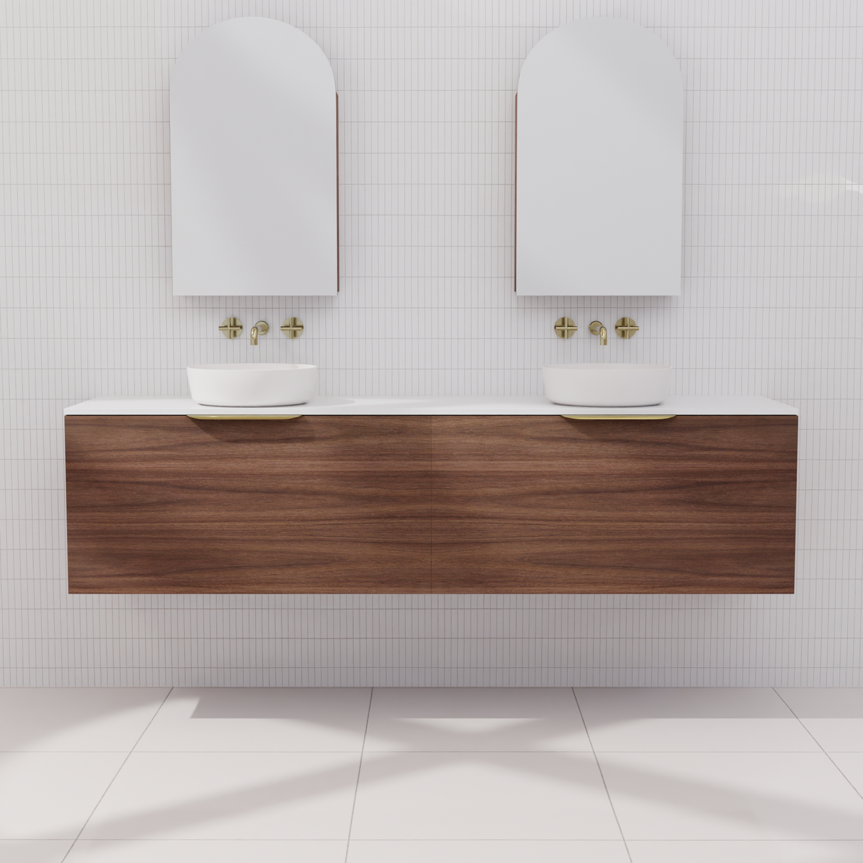 Zoe - 1800mm Walnut Wall Hung Vanity