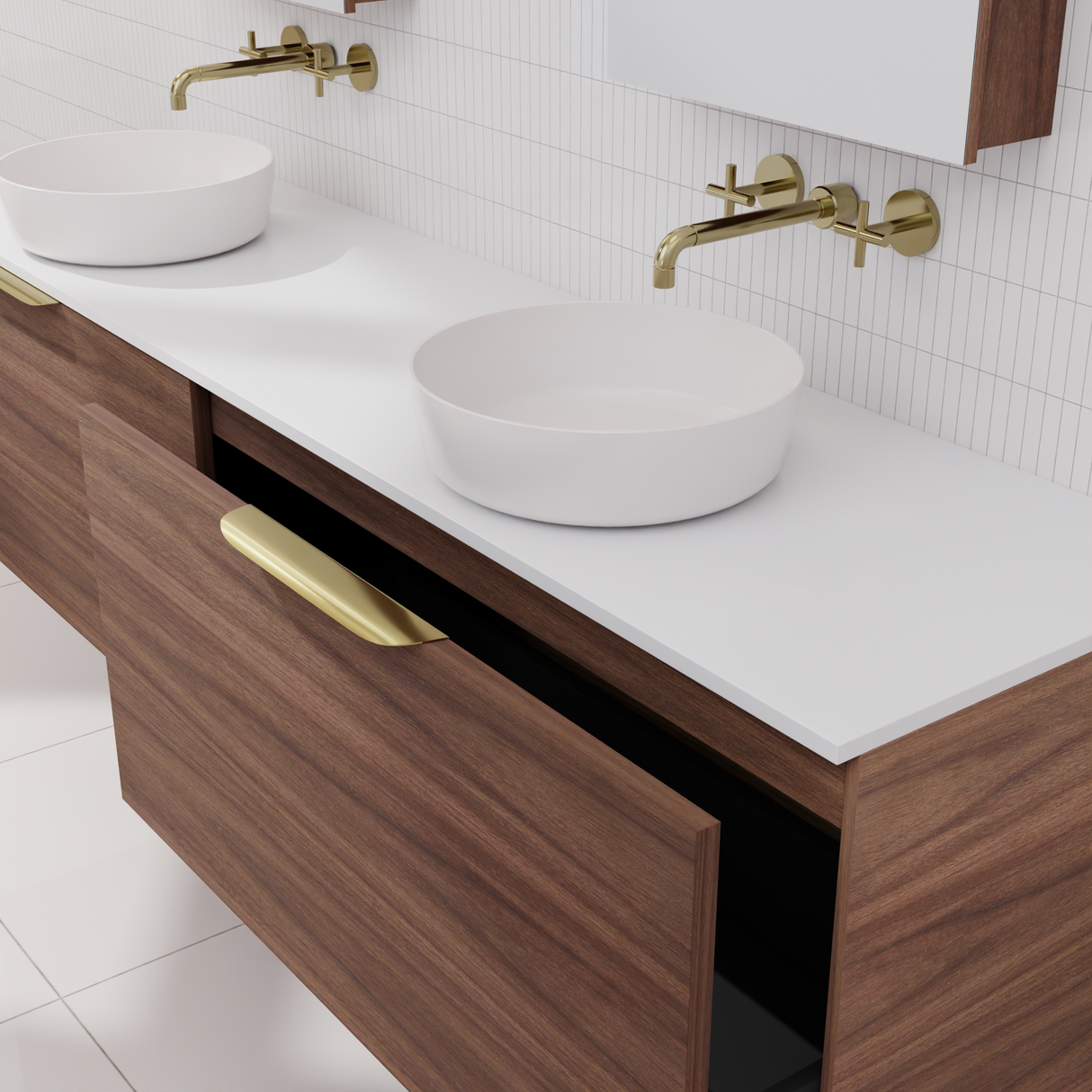 Zoe - 1800mm Walnut Wall Hung Vanity