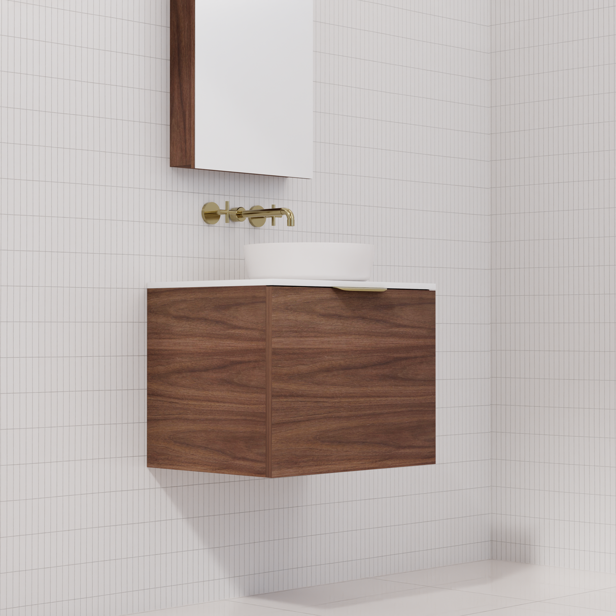 Zoe - 600mm Walnut Wall Hung Vanity
