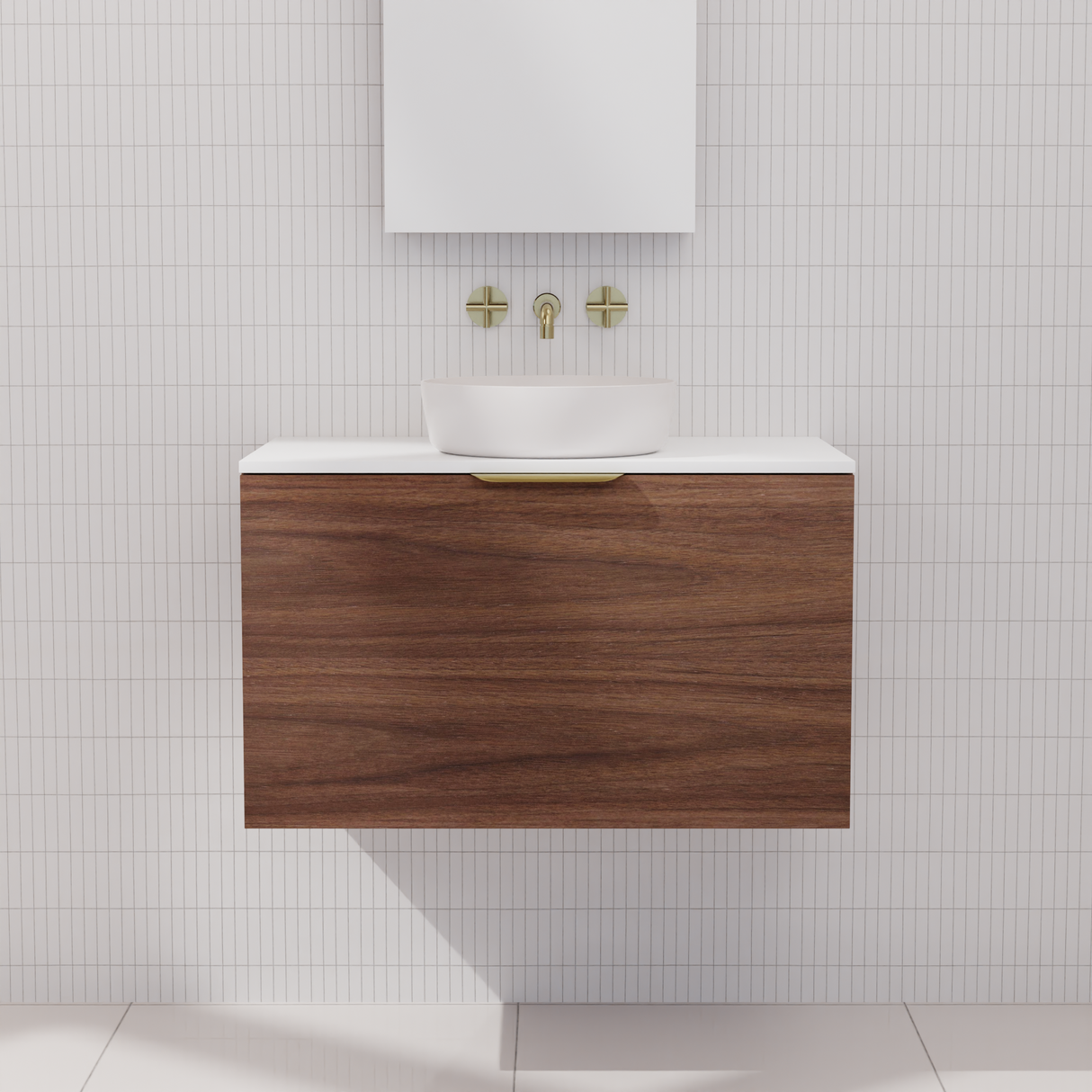 Zoe - 750mm Walnut Wall Hung Vanity