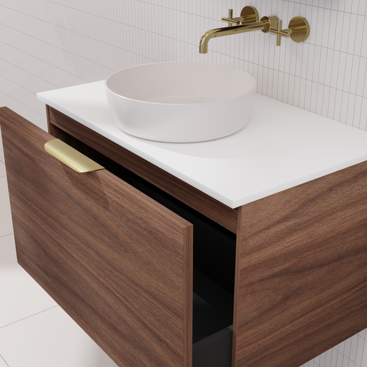 Zoe - 750mm Walnut Wall Hung Vanity