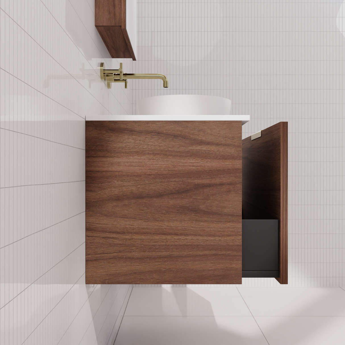 Zoe - 750mm Walnut Wall Hung Vanity